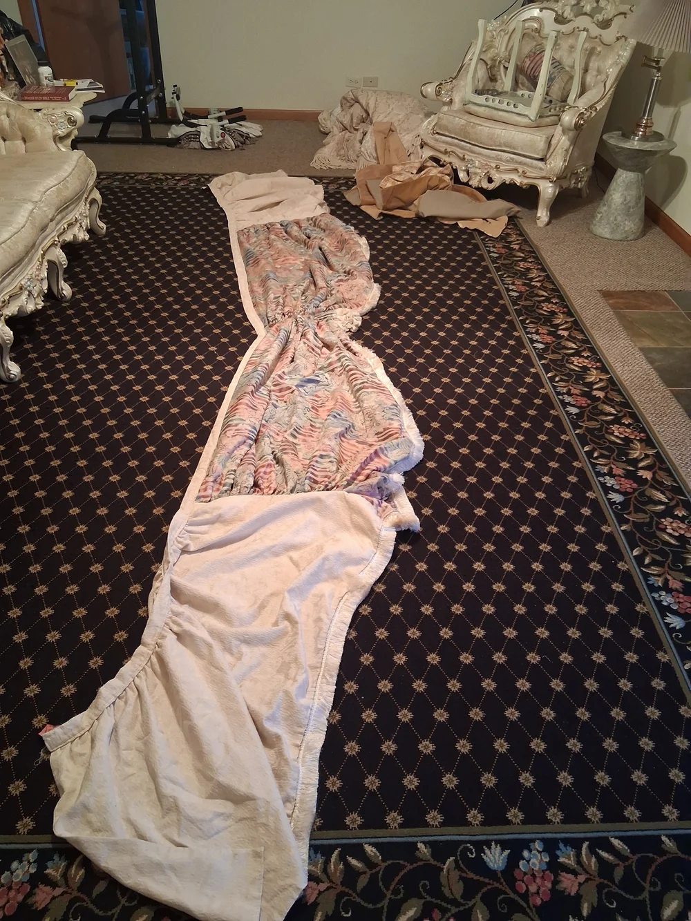 SILK TAFRTTA CUSTOM CURTAINS PAID 14000 PER ROOM SELLING SEPERATELY